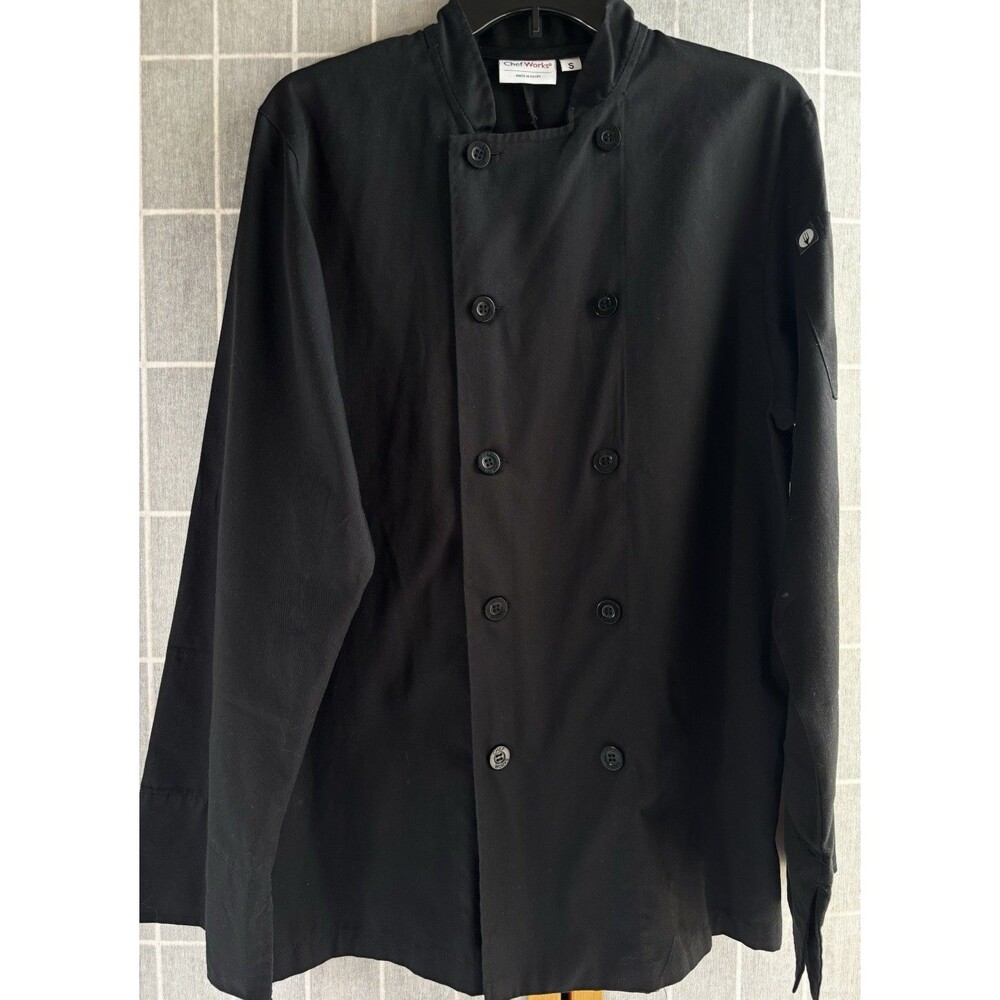 Chef Works Bastille Black Chef Coat Jacket Size Small Long Sleeve